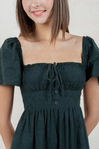 Brilliant Broderie Ribbon Midi Dress In Emerald
