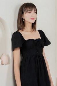Brilliant Broderie Ribbon Midi Dress In Black