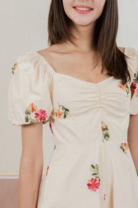 Foxglove Floral Embroidery Romper In Cream