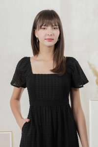 Saskia Crochet Midi Dress In Black (XS)