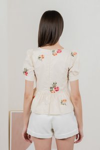 Foxglove Embroidery Babydoll Top In Cream (S)