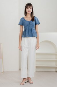 Dainty Denim Sweetheart Top In Dark Wash