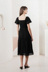 Saskia Crochet Midi Dress In Black (XS)