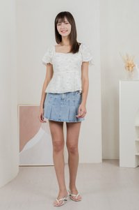 Fantasy Floral Ribbon Embroidery Top In Ivory