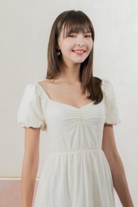 Enchant Embroidered Empire Midi Dress In Cream