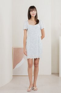 Fantasy Floral Ribbon Embroidery Dress In Baby Blue