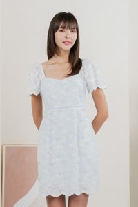 Fantasy Floral Ribbon Embroidery Dress In Baby Blue