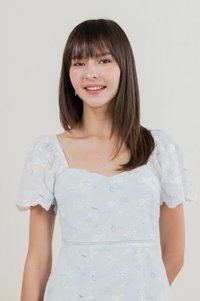 Fantasy Floral Ribbon Embroidery Dress In Baby Blue