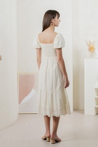 Enchant Embroidered Empire Midi Dress In Cream