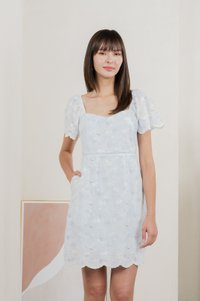 Fantasy Floral Ribbon Embroidery Dress In Baby Blue