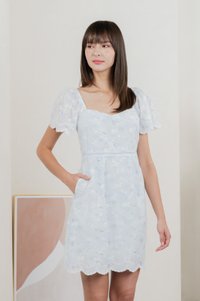 Fantasy Floral Ribbon Embroidery Dress In Baby Blue