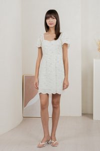 Fantasy Floral Ribbon Embroidery Dress In Ivory