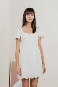 Fantasy Floral Ribbon Embroidery Dress In Ivory