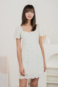 Fantasy Floral Ribbon Embroidery Dress In Ivory