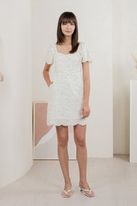 Fantasy Floral Ribbon Embroidery Dress In Ivory