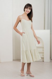 Callisto Texture Camisole Midi Dress In Sage