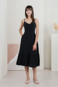 Callisto Texture Camisole Midi Dress In Black (XS)