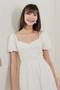 Enchant Embroidered Empire Midi Dress In Cream
