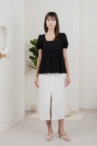 Eudora Swiss Dots Cotton Babydoll Top In Black