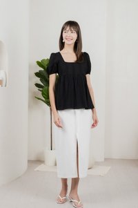 Eudora Swiss Dots Cotton Babydoll Top In Black