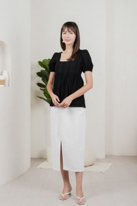 Eudora Swiss Dots Cotton Babydoll Top In Black