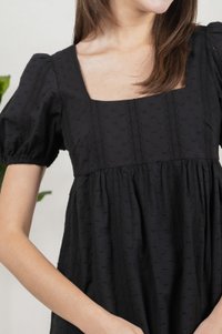 Eudora Swiss Dots Cotton Babydoll Top In Black