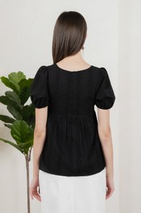 Eudora Swiss Dots Cotton Babydoll Top In Black