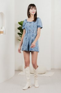 Decima Panelled Button Denim Romper
