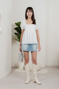 Eudora Swiss Dots Cotton Babydoll Top In White