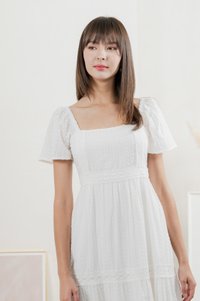Saskia Crochet Midi Dress In White (XL)