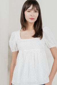 Eudora Swiss Dots Cotton Babydoll Top In White