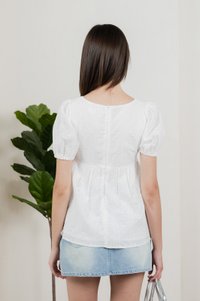 Eudora Swiss Dots Cotton Babydoll Top In White