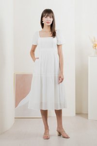 Saskia Crochet Midi Dress In White (XL)