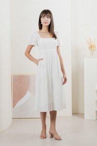 Saskia Crochet Midi Dress In White (XL)