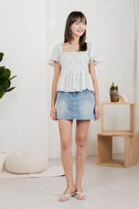Kismet Printed Smocked Top In White