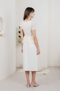 Gaia Floral Embroidery Babydoll Top In Cream (XS)