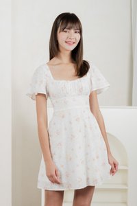Inessa Floral Eyelet Empire Dress In Pink