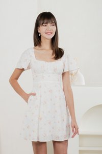 Inessa Floral Eyelet Empire Dress In Pink