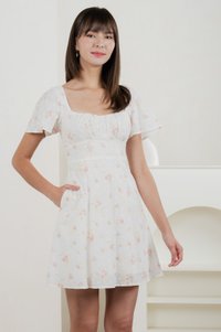 Inessa Floral Eyelet Empire Dress In Pink