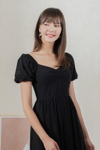 Enchant Embroidered Empire Midi Dress In Black