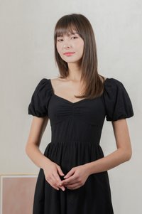 Enchant Embroidered Empire Midi Dress In Black