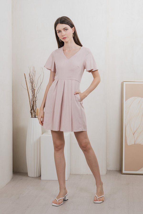 Milica Pleated Sleeve Dress In Pink