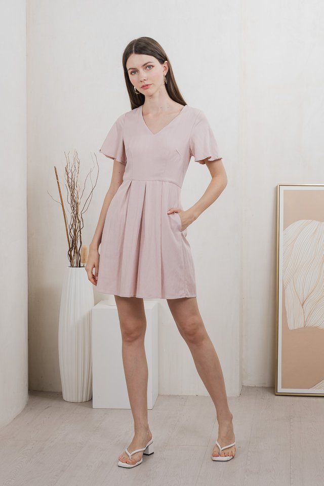 Milica Pleated Sleeve Dress In Pink