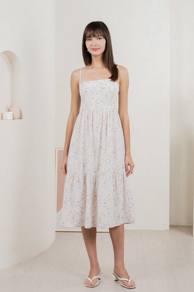 Tayra Floral Print Camisole Midi Dress In Pink