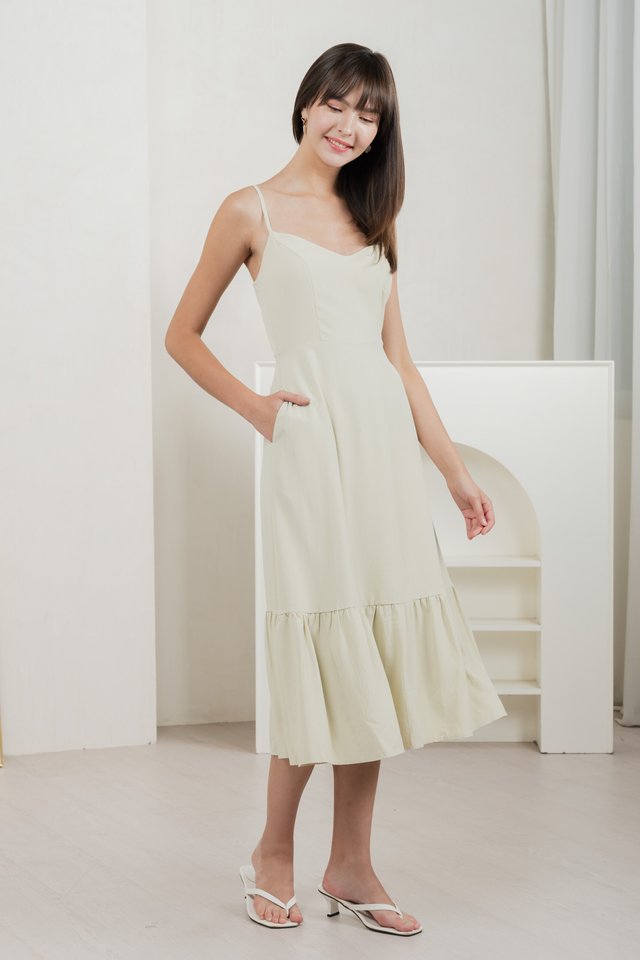 Callisto Texture Camisole Midi Dress In Sage
