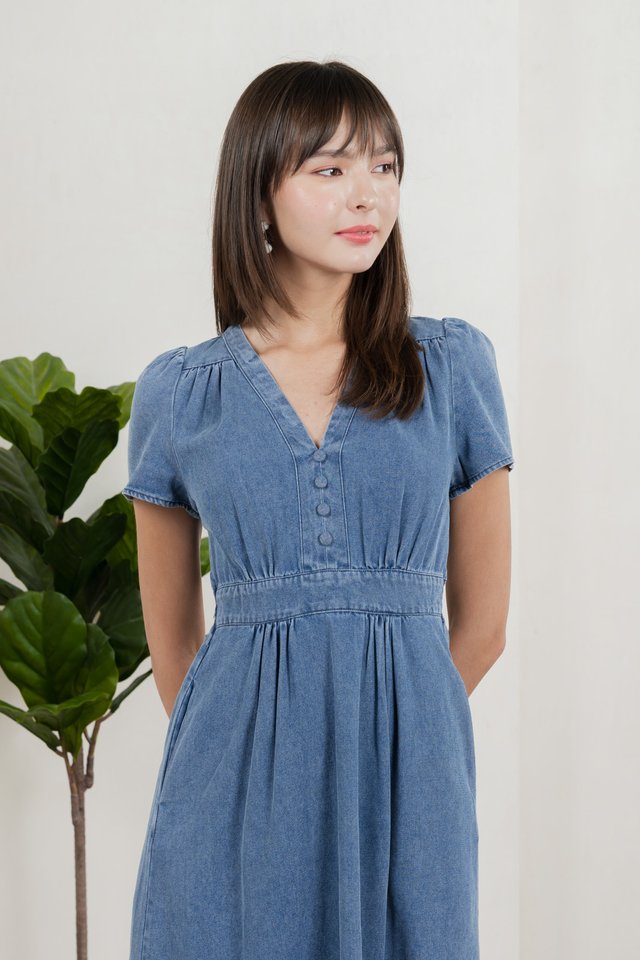 Delphine Denim Button Midi Dress