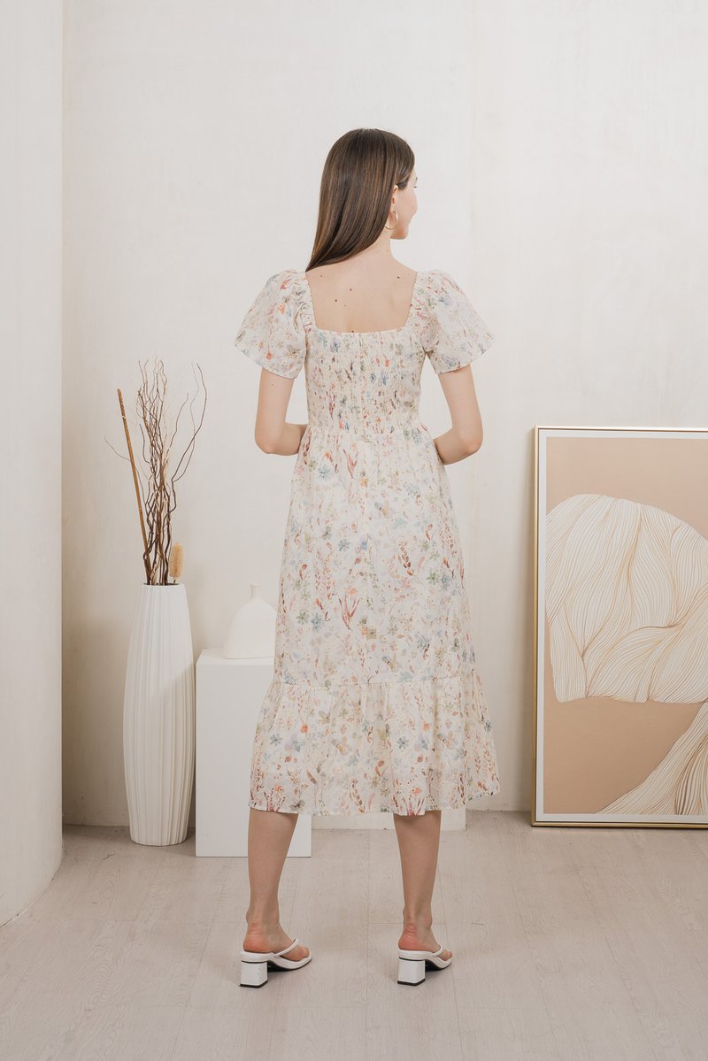 Autumn Garden Eyelet Midi Dress In Peach (XXL)