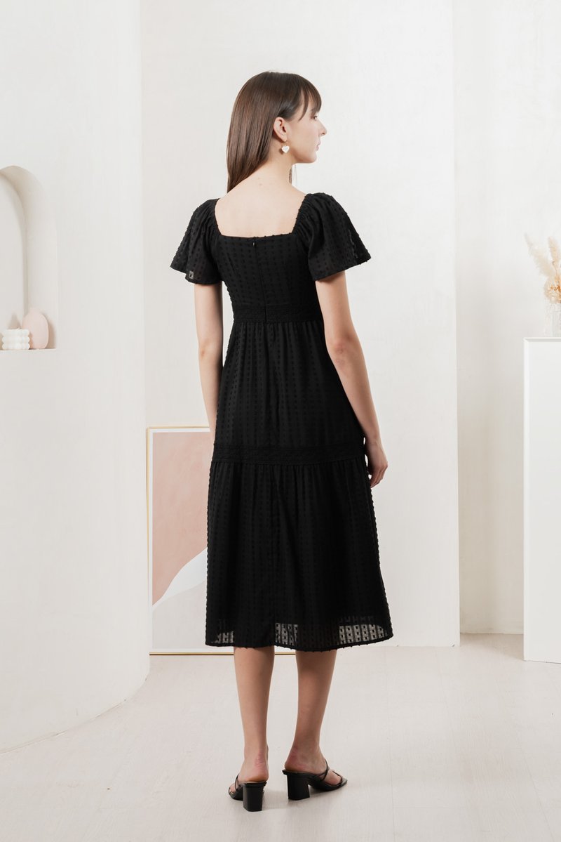 Saskia Crochet Midi Dress In Black (XS)