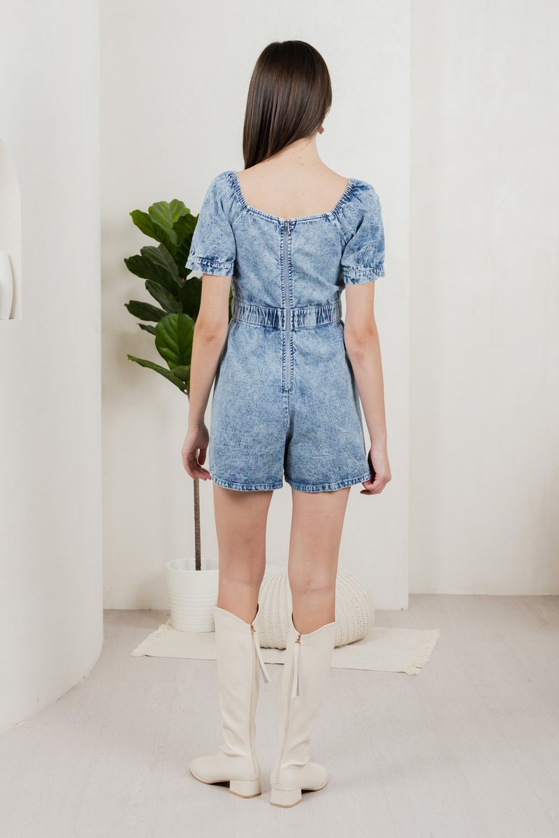 Decima Panelled Button Denim Romper