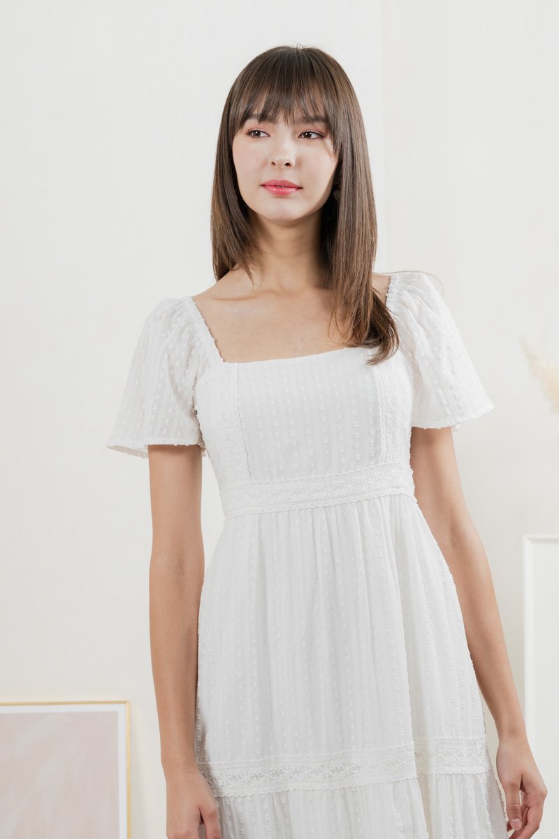 Saskia Crochet Midi Dress In White (XL)